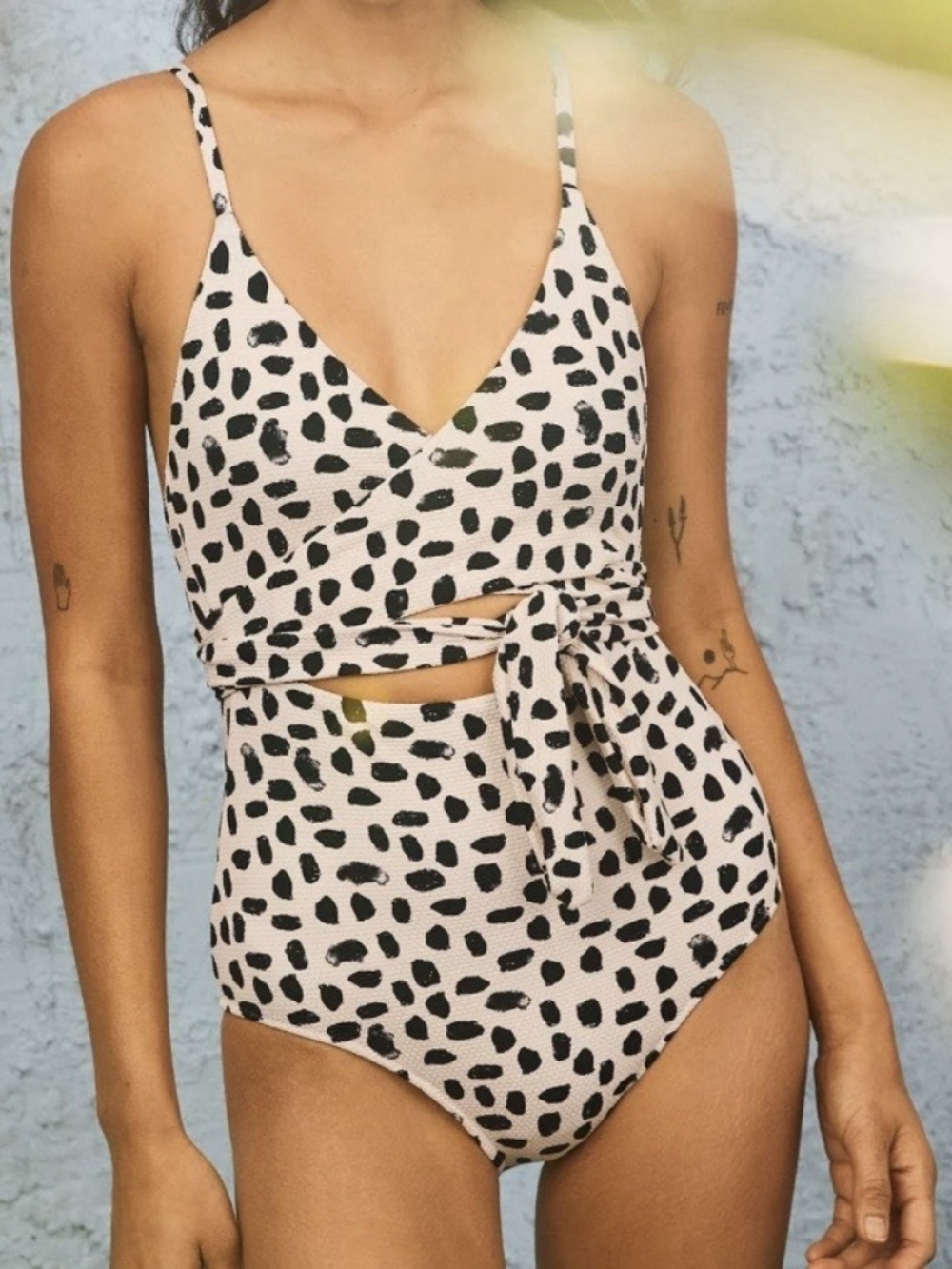 Aerie Women's Pique Wrap One-Piece Swimsuit – Cream Size XS